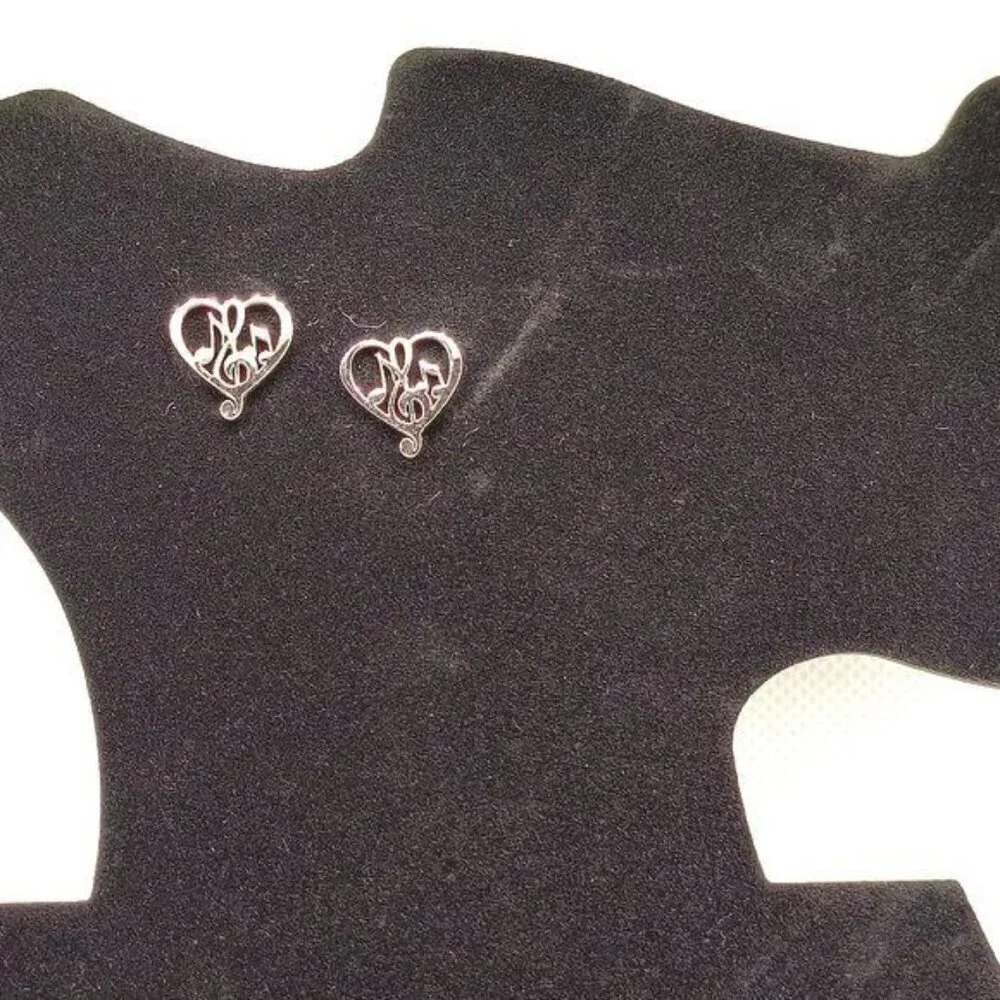 Stainless‎ Steel Heart Shape Earrings with Music Symbols (NWOT)